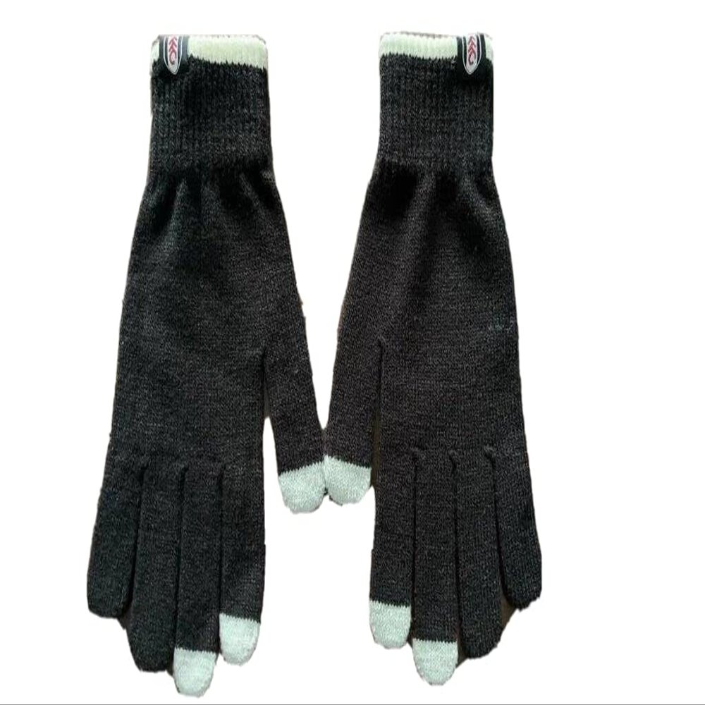 Fulham Gloves - Crested Winter Knitted Touchscreen Compatible, Black, One Size