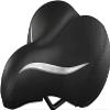 ELORES Bike Seat, Ergonomic Memory Cotton Filled Leather Wide Bicycle Saddle, view 1