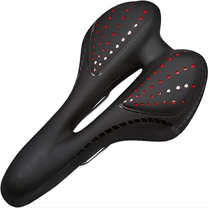 ELORES Bike Seat, Comfort Memory Foam Waterproof Bike Cushion with Cooling Vents & Metal Seat Arch