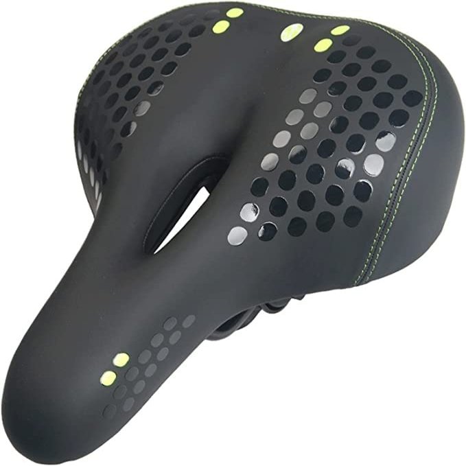 ELORES Bike Seat Cushion, Memory Foam Bicycle Saddle, Waterproof Bicycle Seat with LED Taillights