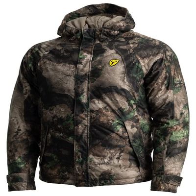 SCENTBLOCKER Shield Series Drencher Men's Insulated Late Season Breathable Waterproof Hooded Camo Hunting Jacket (MO Terra Outland, Large)