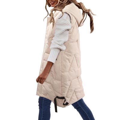Womens Hooded Lightweight Puffer Vest Long Lightweight Packable Down Jacket Quilted Padded Coat Winter Recreation Outerwear
