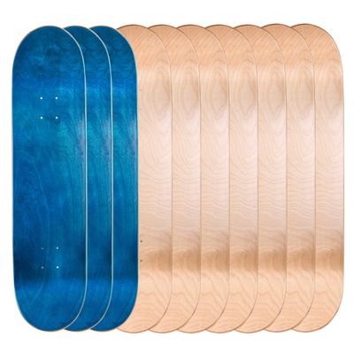 Cal 7 Blank Maple Skateboard Decks (Bundle of 10) (7.75 Inch, Blue/Natural)