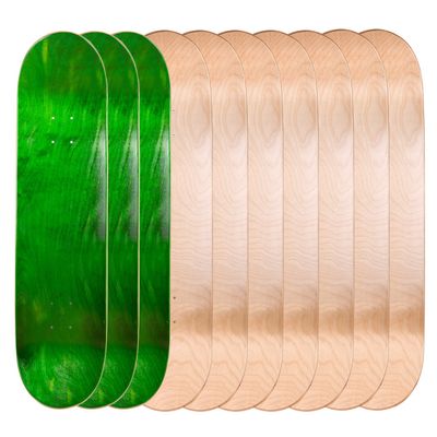 Cal 7 Blank Maple Skateboard Decks (Bundle of 10) (7.75 Inch, Green/Natural)