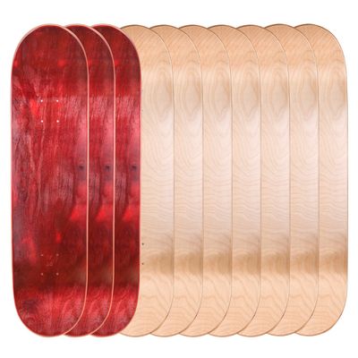 Cal 7 Blank Maple Skateboard Decks (Bundle of 10) (8.5 Inch, Red/Natural)