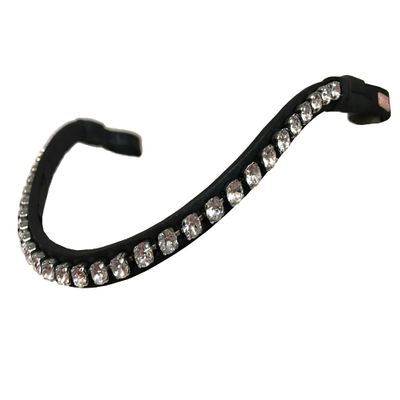 Beasties Brilliance Bling Browbands (Choose Crystal Color, Leather Color and Browband Shape) (Cob/Horse 15.75", Skinny-Wave Browband, 1 Show Me The Ring/Black Leather)