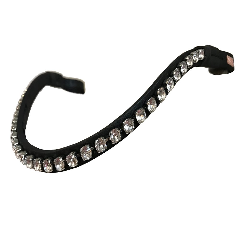 Beasties Brilliance Bling Browbands (Choose Crystal Color, Leather Color and Browband Shape) (Cob/Horse 15.75", Skinny-Wave Browband, 1 Show Me The Ring/Black Leather)