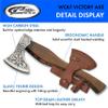 SZCO 18" Burnt Ash Wood Handle Nordic Fenrir Viking Axe with Leather Sheath, Brown (882458) view 2