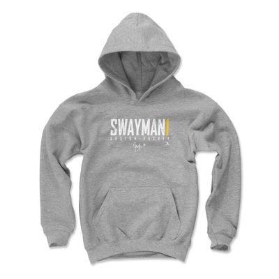 500 LEVEL Jeremy Swayman Youth Sweatshirt (Youth Hoodie, X-Large, Gray) - Jeremy Swayman Boston Elite WHT