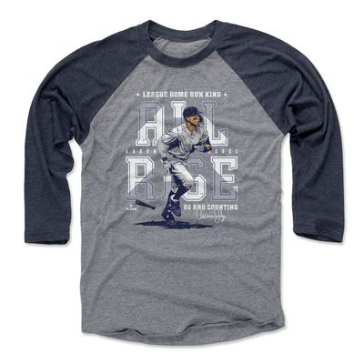500 LEVEL Aaron Judge 3/4 Sleeve T-Shirt (Baseball Tee, XXX-Large, Navy/Heather Gray) - Aaron Judge New York Home Run Record WHT