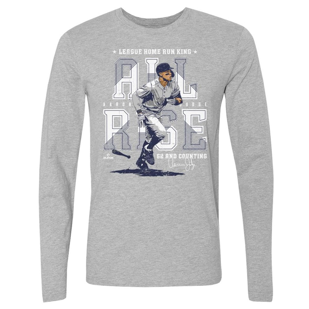 500 LEVEL Aaron Judge Long Sleeve Tee (Long Sleeve, XX-Large, Heather Gray) - Aaron Judge New York Home Run Record WHT