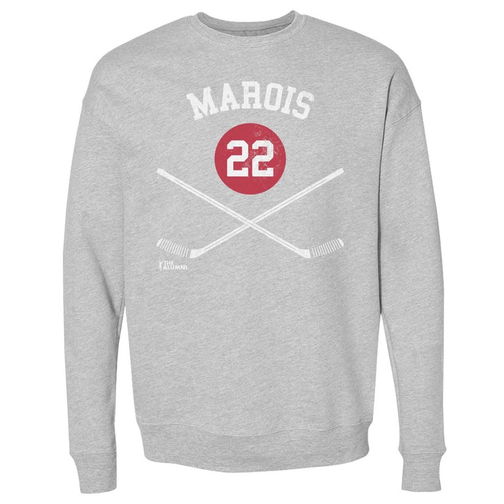 500 LEVEL Mario Marois Sweatshirt (Crew Sweatshirt, XX-Large, Heather Gray) - Mario Marois Winnipeg 22 Sticks WHT