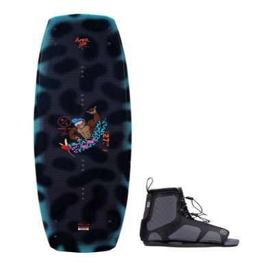 Hyperlite Murray Jr. Kids Wakeboard 120 W/Remix Bindings Black/Aqua 120cm/(4-8)
