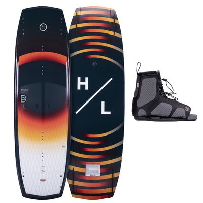 Hyperlite Baseline Wakeboard + Remix Bindings Wakeboard Package - Perfect for Beginner to Intermediate Riders - 131cm, Binding Size (4-8)