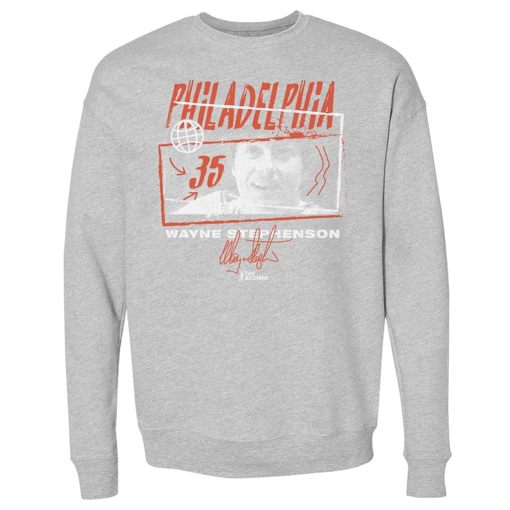 500 LEVEL Wayne Stephenson Sweatshirt (Crew Sweatshirt, XX-Large, Heather Gray) - Wayne Stephenson Philadelphia Tones WHT