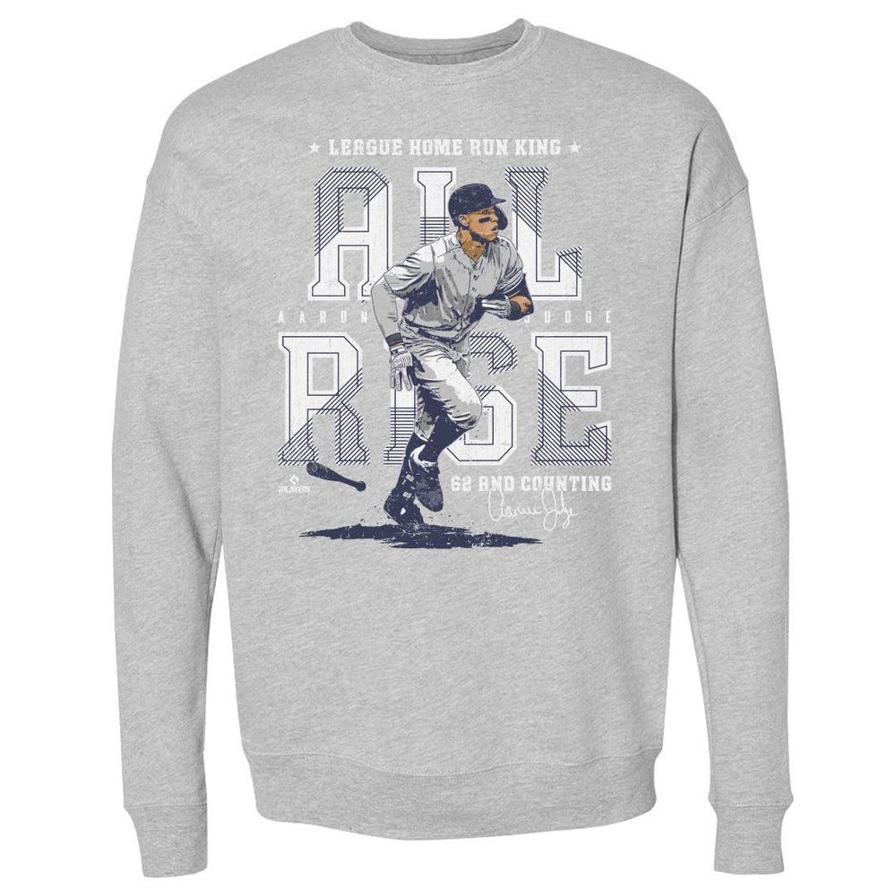 500 LEVEL Aaron Judge Sweatshirt (Crew Sweatshirt, XX-Large, Heather Gray) - Aaron Judge New York Home Run Record WHT