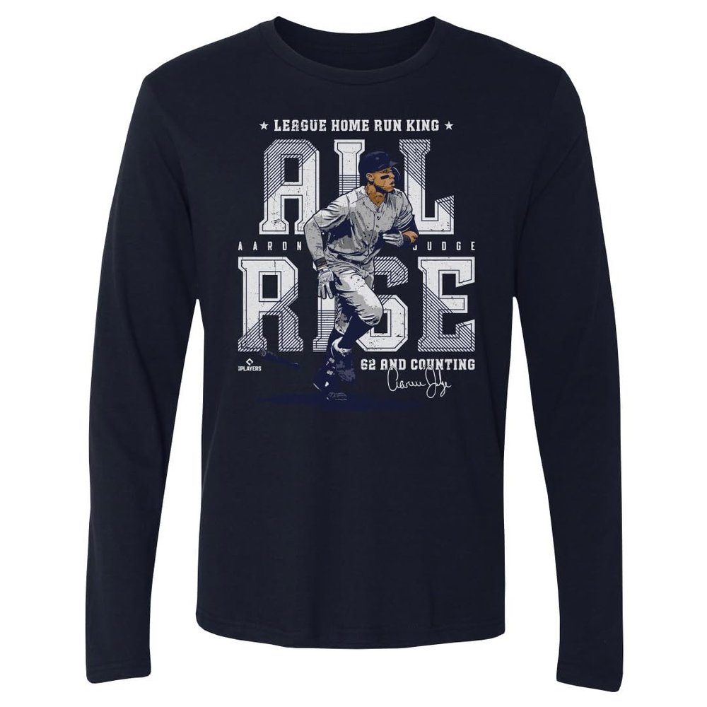 500 LEVEL Aaron Judge Long Sleeve Tee (Long Sleeve, XX-Large, Navy) - Aaron Judge New York Home Run Record WHT