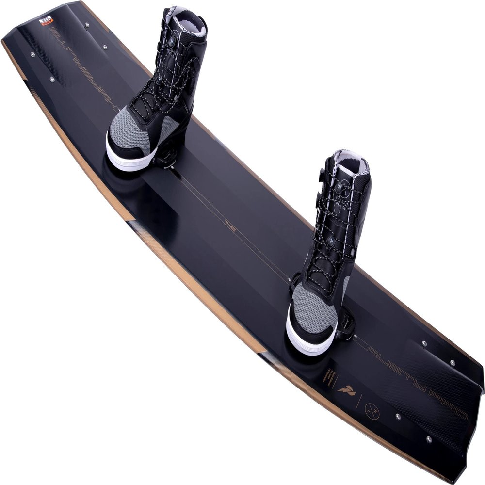 Hyperlite Rusty Pro Mens Wakeboard 140 W/Team X Bindings Black/Gold 140cm/(9-10)