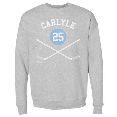 500 LEVEL Randy Carlyle Sweatshirt (Crew Sweatshirt, XX-Large, Heather Gray) - Randy Carlyle Pittsburgh 25 Sticks WHT