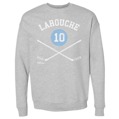 500 LEVEL Pierre Larouche Sweatshirt (Crew Sweatshirt, XX-Large, Heather Gray) - Pierre Larouche Pittsburgh 10 Sticks WHT
