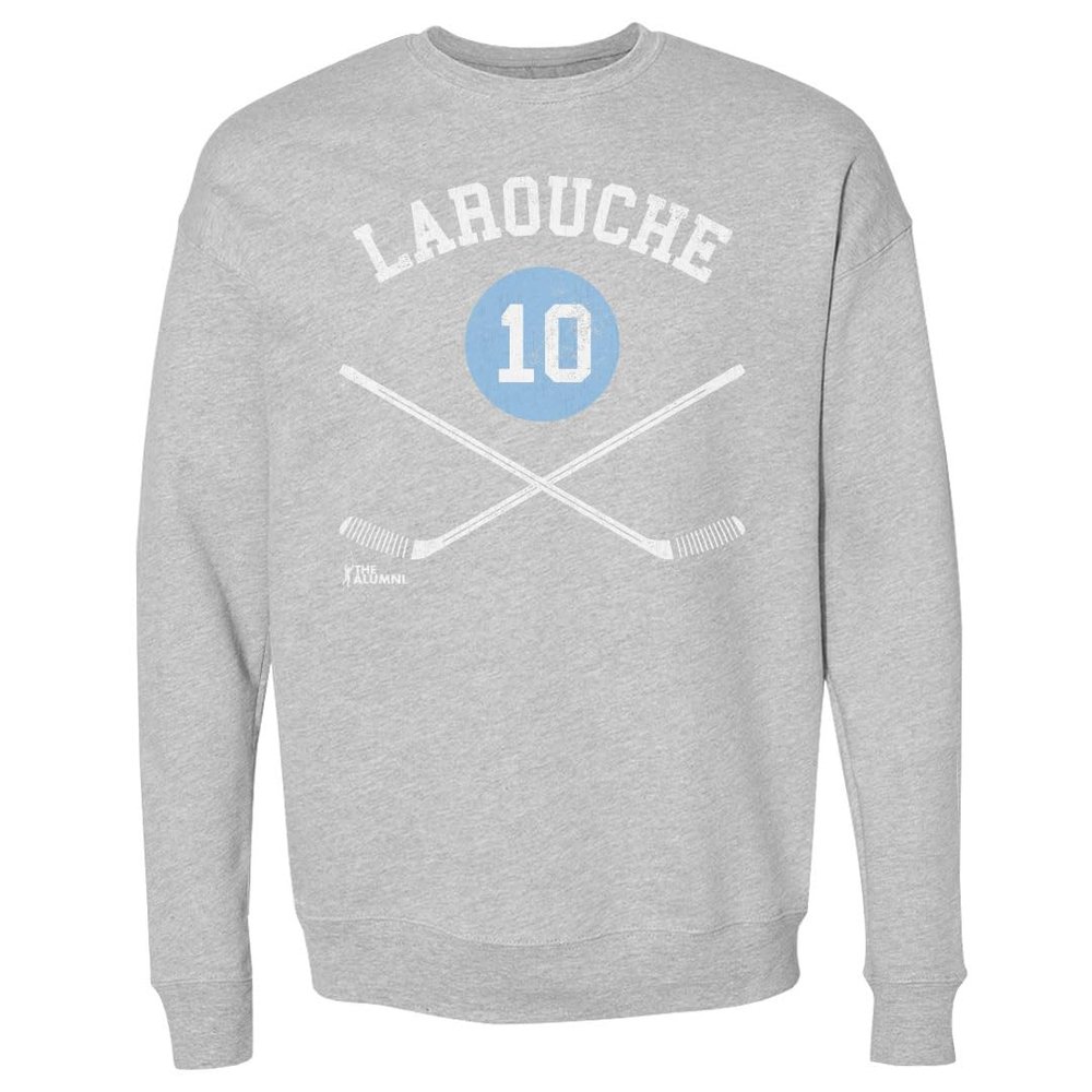 500 LEVEL Pierre Larouche Sweatshirt (Crew Sweatshirt, XX-Large, Heather Gray) - Pierre Larouche Pittsburgh 10 Sticks WHT