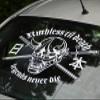Gy Vinyl Arts Ruthless Til Death V1 Rear Window Decal Car Sticker Banner JDM Vinyl Graphic Kanji Japanese Oni (Silver Chrome) view 1