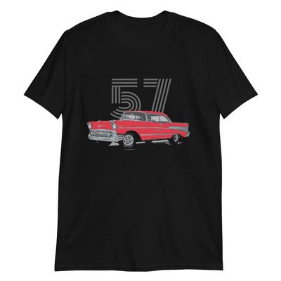 1957 57 Chevy Bel Air Red Antique American Collector Car Owner Short-Sleeve Unisex T-Shirt