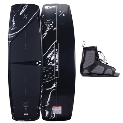Hyperlite Cryptic Wakeboard + Remix Bindings Wakeboard Package - Perfect for Intermediate to Advanced Riders - 146cm, Binding Size (10-14)