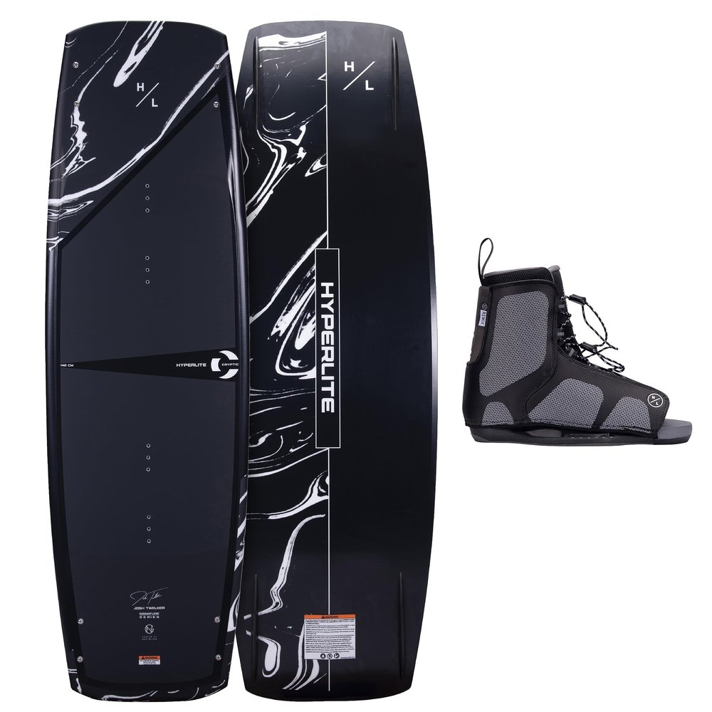 Hyperlite Cryptic Wakeboard + Remix Bindings Wakeboard Package - Perfect for Intermediate to Advanced Riders - 146cm, Binding Size (10-14)