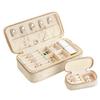 TAIMY Velvet Jewelry Boxes, Plush Velvet 2 Layer Travel Jewelry Organizer for Women, Portable Travel Jewelry Case Ring Earrings Necklace Bracelet Storage Holder Display(Beige) view 1