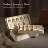 TAIMY Velvet Jewelry Boxes, Plush Velvet 2 Layer Travel Jewelry Organizer for Women, Portable Travel Jewelry Case Ring Earrings Necklace Bracelet Storage Holder Display(Beige) view 2