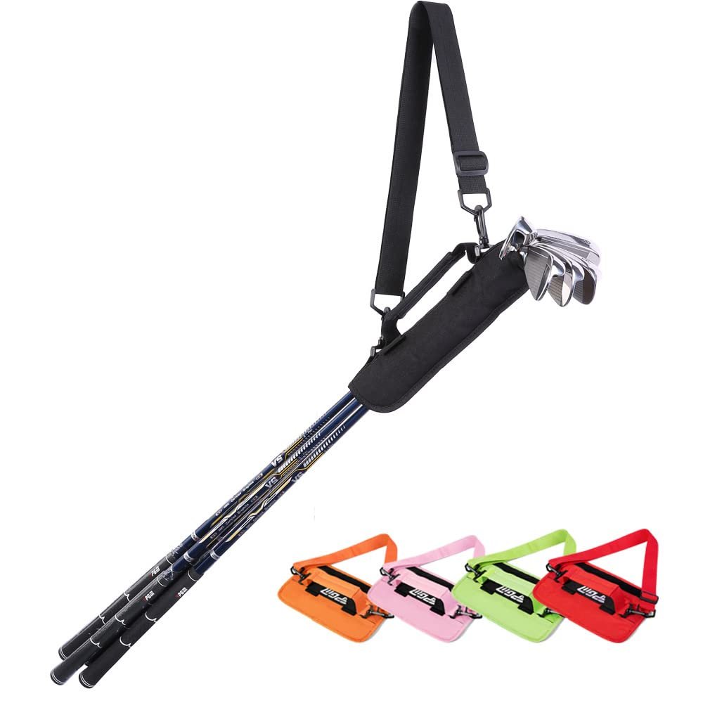 Golf Portable Bag Mini Golf Bag Can Hold 5 Clubs Ultra-Light Simple Hand Bag Backpack Carrier Belt Bag (Red)