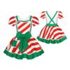 JEATHA Kids Girls Figure Skating Baton Twirling Tutu Dress Christmas Candy Cane Striped Dance Costume White 6 Years view 1