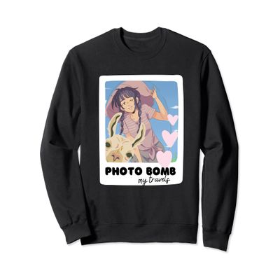 Anime Girl Llama Bombed Travel Postcard Kawaii Japanese Sweatshirt