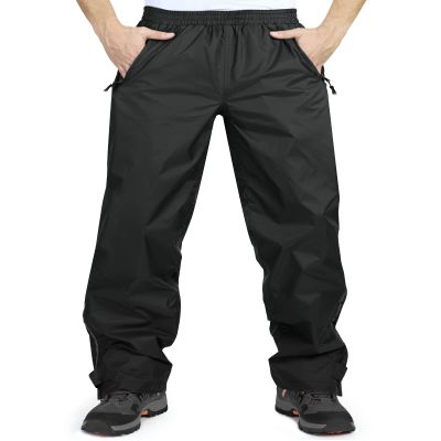 33,000ft Men's Rain Pants, Waterproof Rain Over Pants, Windproof Outdoor Pants for Hiking, Fishing Black