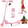 Scooter for Kids Ages 3-8 - Kids Kick Scooters with Led Light Up Wheels & 3 Levels Adjustable Handlebar, Lightweight Foldable 2 Wheel Girly Pink Scooter, Christmas Birthday Gifts for Girls Boys. view 1