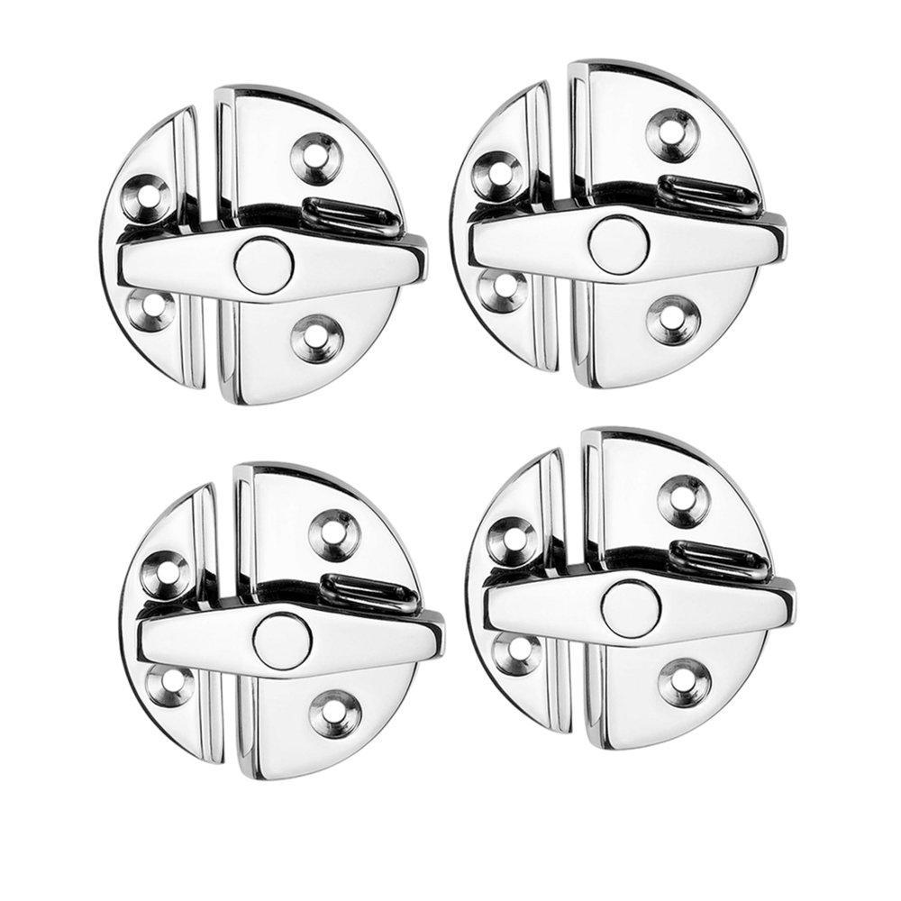 1/2/4 Pack Stainless Steel 316 MarineGrade Locker Hatch Anti Rattle Latch Fastener2-1/5inch Heavy Duty Twist Lock Round Door Catch Latch for Row/sail Skiff Boat Yacht Accessories (4)