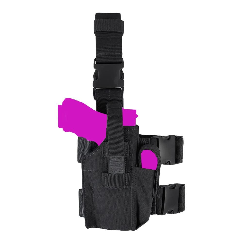 Black Tactical Drop Leg Holster with Mag Pouch