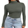 Trendy Queen Women's Turtleneck Long Sleeve Shirts Spring Fashion BasicThermal Underwear Tops Winter Clothes 2026 Olive L view 1