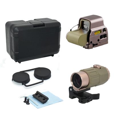 558 with G45 5X Hybrid Sight Combo, 558 Holographic Green & Red Dot Scope + G45 Magnifier, Quick Release Rollover Multiplier, for 20mm Rail Mount (Gold)