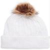 Calvin Klein Women`s Faux Fur Cable Knit Pom Pom Beanie (as1, Alpha, one_Size, Standard, Cream, One Size) view 1