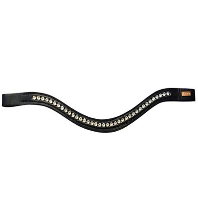 Beasties Brilliance Bling Browbands (Choose Crystal Color, Leather Color and Browband Shape) (Cob/Horse 15.75", Wave Browband, 1 Show Me The Ring/Black Leather)