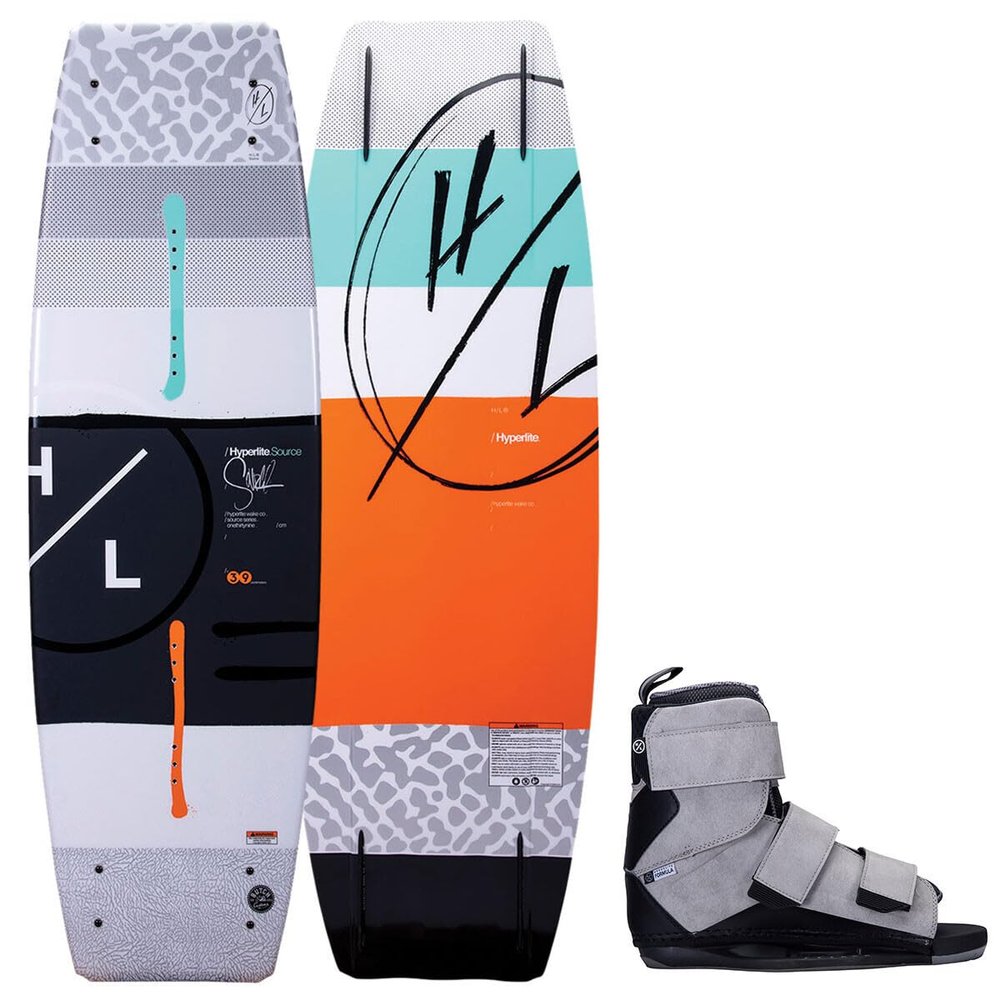 Hyperlite Source Mens Wakeboard 143 W/Formula Bindings White/Orange 143cm/(7-10.5)