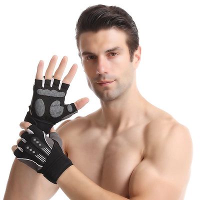 WZRWAN Shockproof Pad Cycling Gloves Half Finger Sport Gloves Men Women Summer Bicycle Gym Fitness Gloves for MTB Bike Gloves (M, RED)