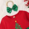 1st Birthday Girl Dress Toddler Girls Long Sleeve Christmas Tree Printed Mesh Tulle Dress Princess (Green, 2-3 Years) view 3