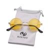 HJSTES Polarized Round Sunglasses Womens Men Retro Hippie Glasses Small Circle Sunnies(Gold/Yellow) view 1