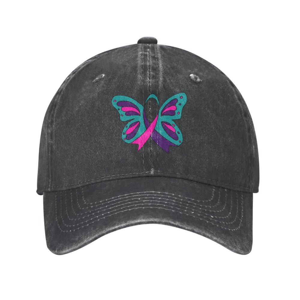 CXXYJYJ Thyroid Cancer Awareness Hat Man's Woman Christmas Caps Unisex Casquette Cowboy Baseball Caps Black