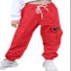 AOWKULAE Big Girls Cargo Pants, Drawstring Elastic Waist Loose Tapered Cargo Jogger Pants with Multi Pockets for Girl, A-Red, 11-12 Years = Tag 160