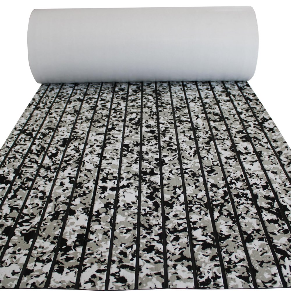 CHURERSHINING Boat Flooring EVA Foam Boat Decking Faux Teak Marine Carpet Decking Sheet Non-Slip Self Adhesive Flooring Pad for Yacht Motorboat Marine Floor Carpet 94.5"x35.4"