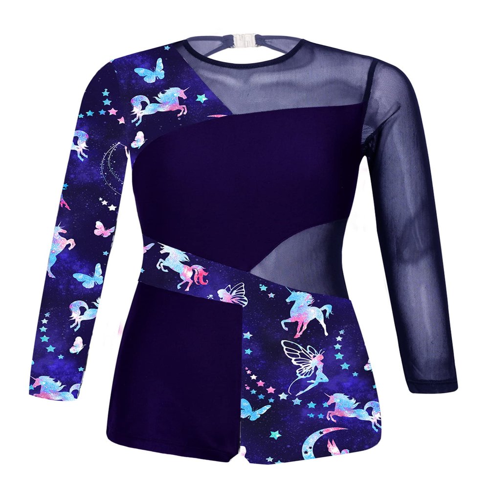 Daenrui Kids Girls Gymnastics Leotards Long Sleeve Dance Biketards Shorts Unitards Active Tumbling Outfit Fairy 8 Years